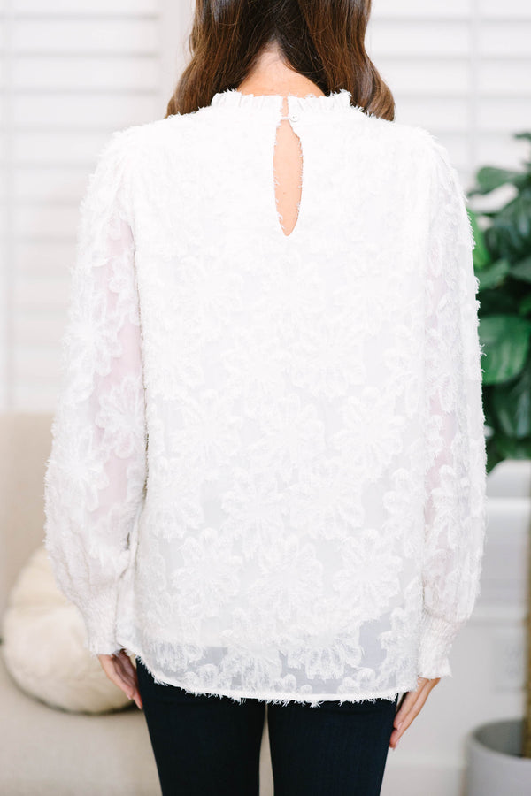 Know The Truth Off White Textured Blouse