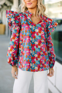 Take Your Love Blue Floral Blouse
