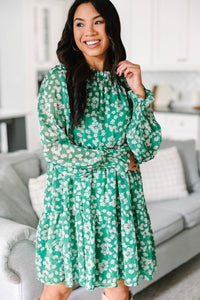 Send For You Green Ditsy Floral Dress