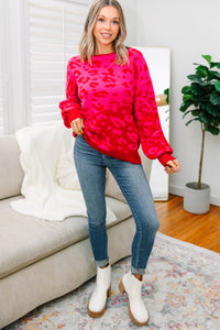 Tell Me Everything Hot Pink Leopard Sweater