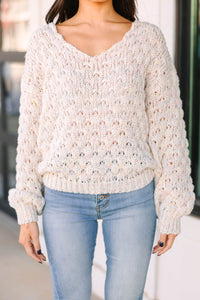 Send Your Love Ivory White Textured Sweater