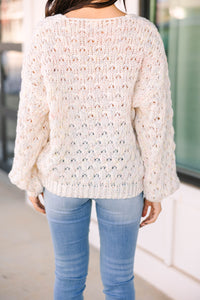 Send Your Love Ivory White Textured Sweater