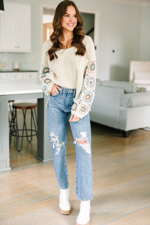 What You Like Cream White Crochet Sweater – Shop the Mint
