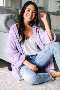 All About You Lilac Purple Cable Knit Cardigan