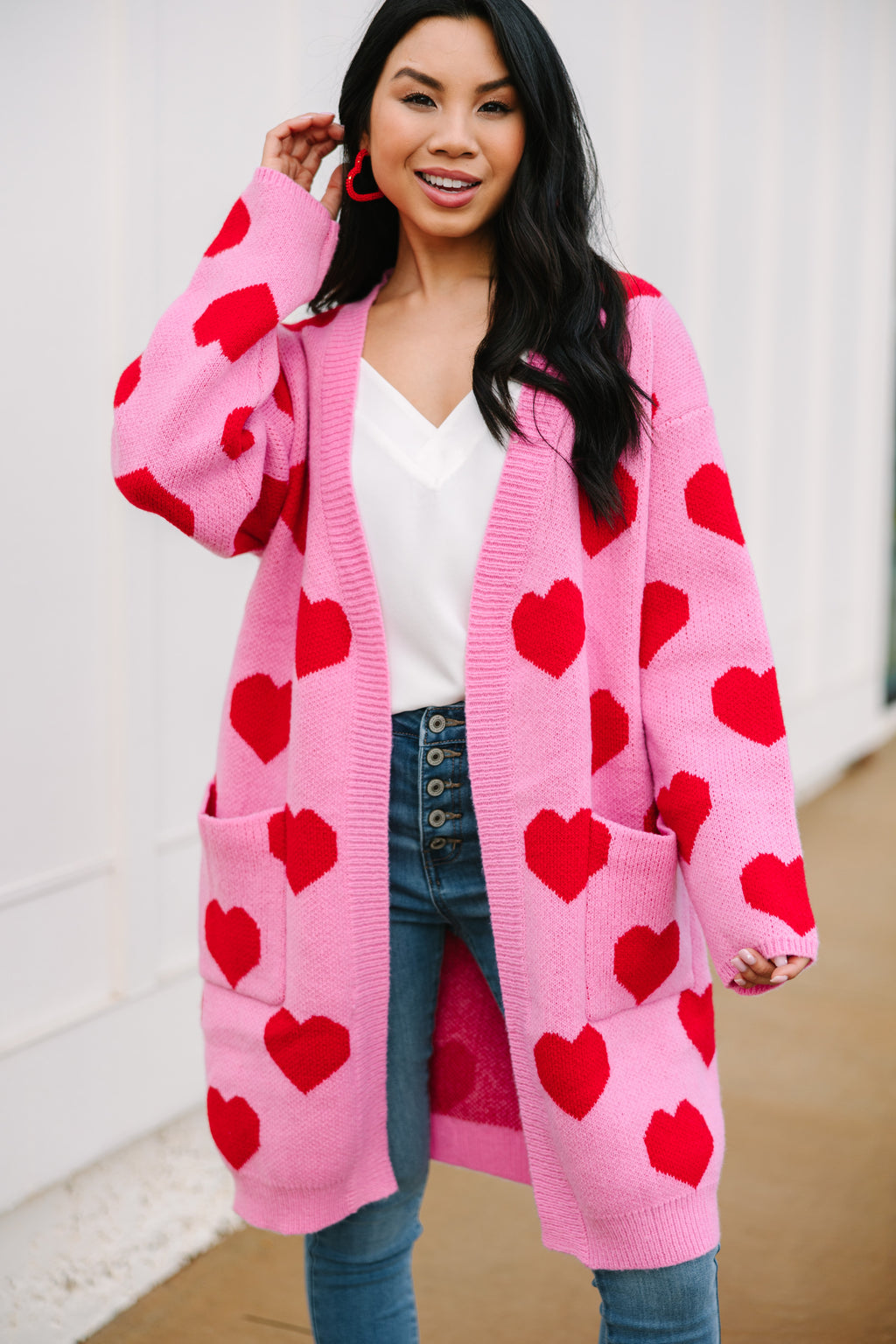 Looking At You Pink Heart Cardigan