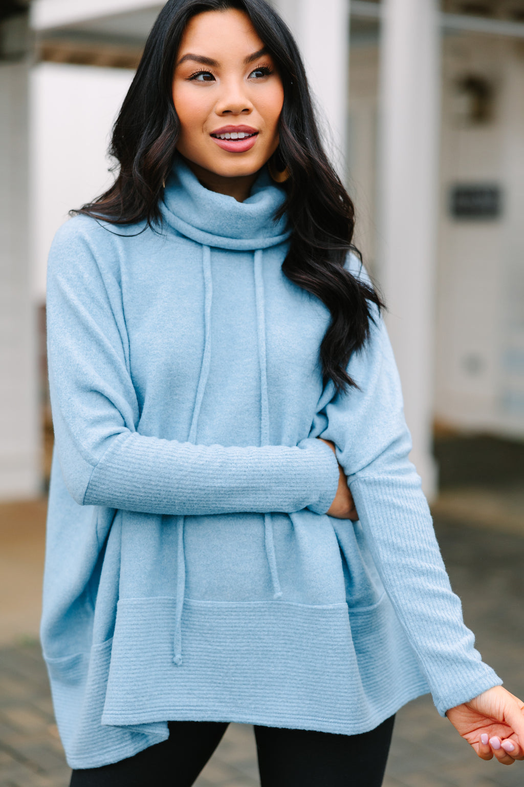 Realized Fun Light Blue Turtleneck Tunic