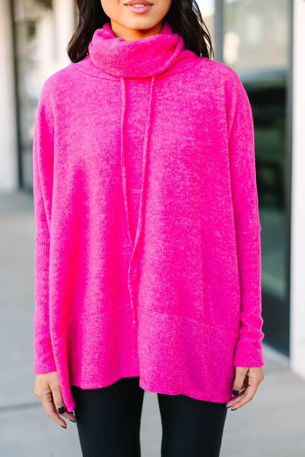 All In Theory Fuchsia Pink Leopard Sweater Tunic – Shop the Mint
