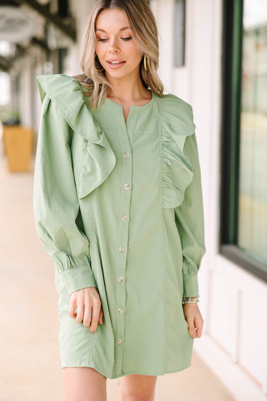 Feeling My Best Sage Green Ruffled Dress Shop the Mint Feeling My Best Sage Green Ruffled Dress Shop the Mint