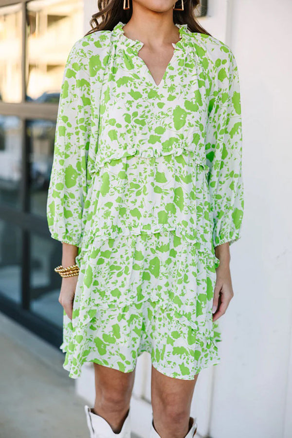 All That You Know Apple Green Floral Dress