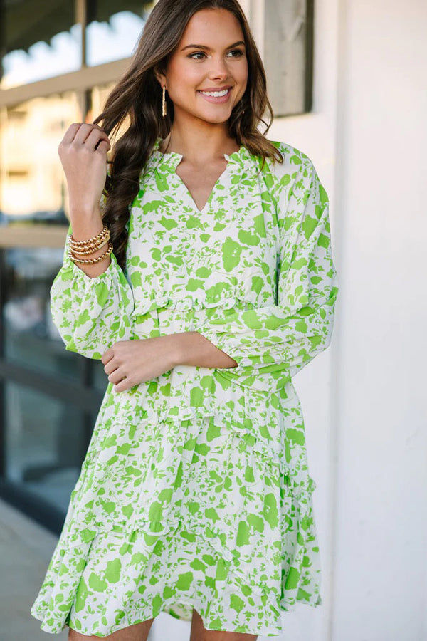 All That You Know Apple Green Floral Dress