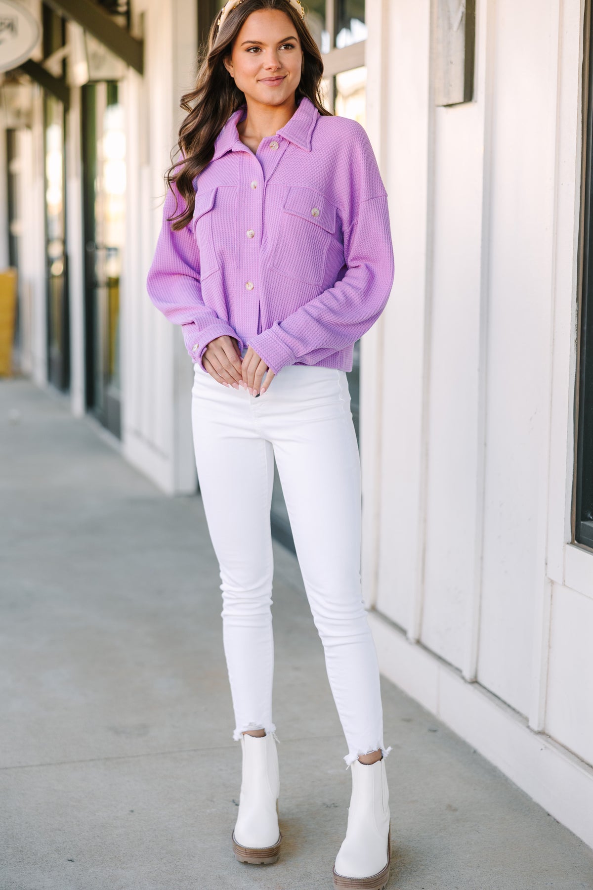 Always Be Around Orchid Purple Shacket – Shop the Mint