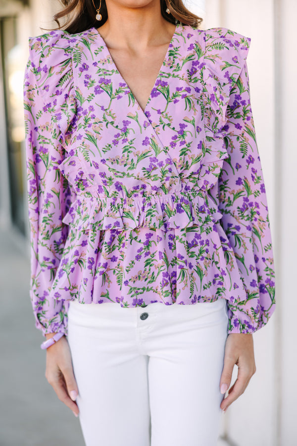 It's Your Day Lavender Purple Ditsy Floral Blouse