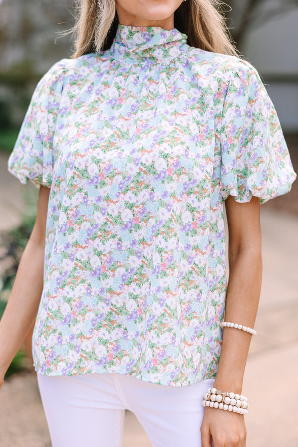 What You Need Green Ditsy Floral Blouse