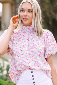 What You Need Pink Ditsy Floral Blouse