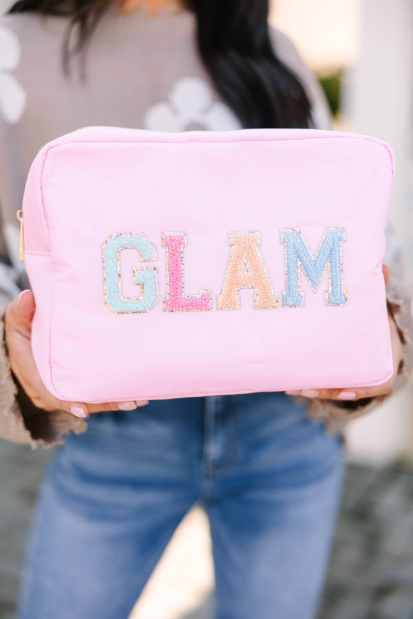 Glam Baby Pink Varsity Cosmetic Bag – Shop the Mint