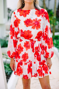 Build You Up Red Floral Dress