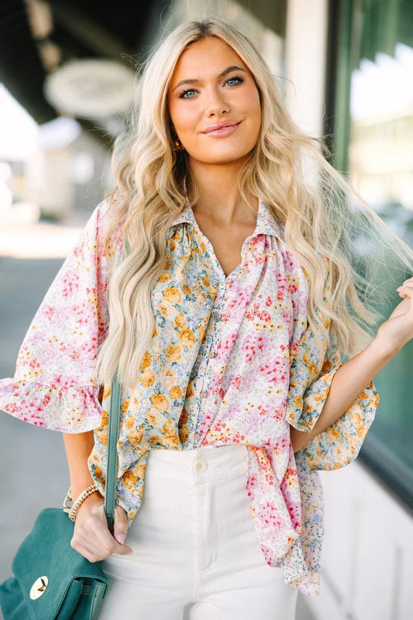 All That You Need Blush Pink Ditsy Floral Tunic