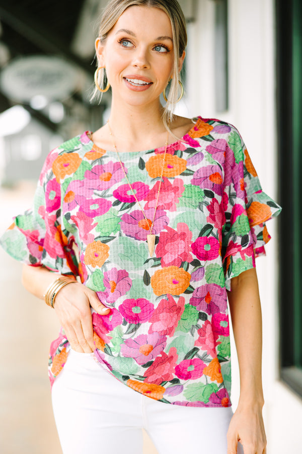 bright floral spring blouse