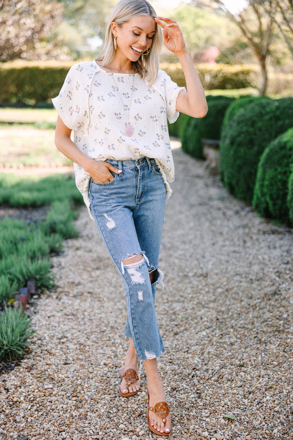 Notice You There Off White Floral Blouse