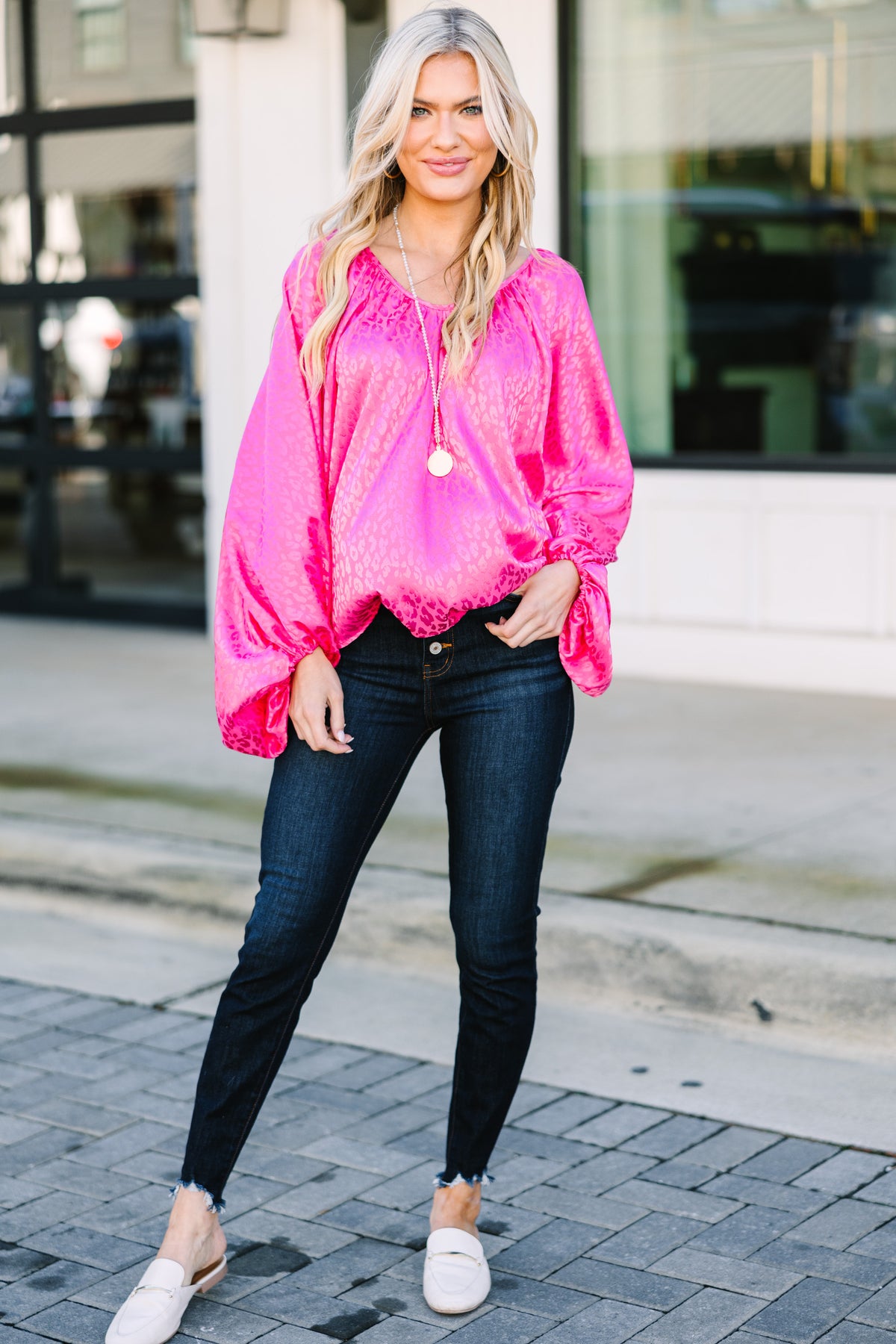 All Around Fuchsia Pink Leopard Blouse – Shop the Mint