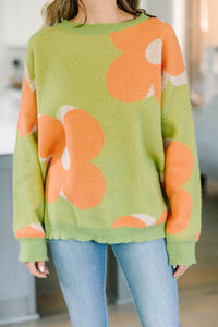 Look Out Green Apple Floral Sweater