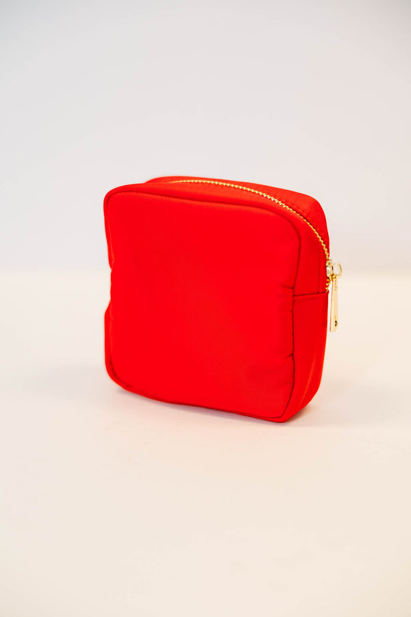 Let's Get Going Red Varsity Cosmetic Bag, Small
