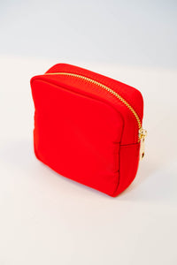 Let's Get Going Red Varsity Cosmetic Bag, Small