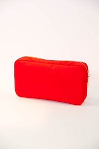 Let's Get Going Red Varsity Cosmetic Bag, Medium