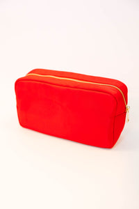 Let's Get Going Red Varsity Cosmetic Bag, Large