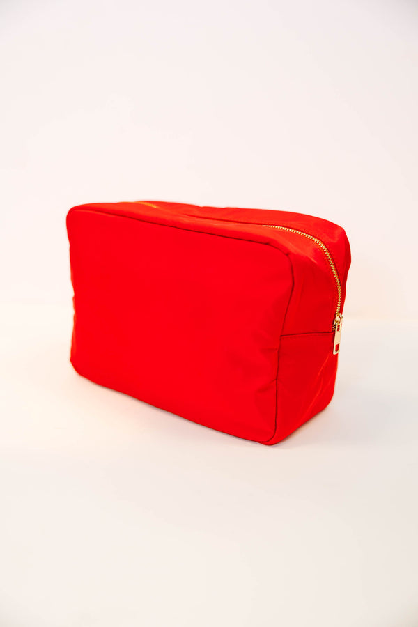 Let's Get Going Red Varsity Cosmetic Bag, X-Large