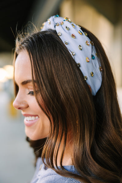 Sereni&shentel blued rhinestones headband Amazon.com : Bouory Rhinestone Wide Headband Navy Blue  main image 2