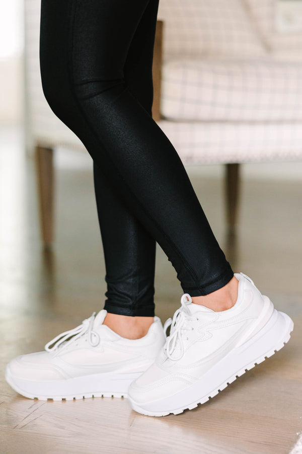 trendy white sneakers