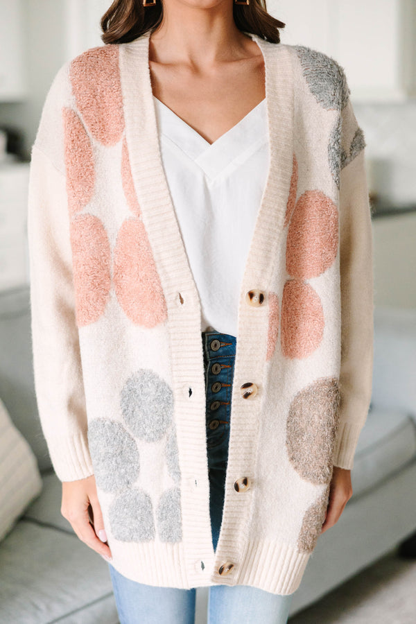 Walk This Way Oatmeal Brown Floral Cardigan