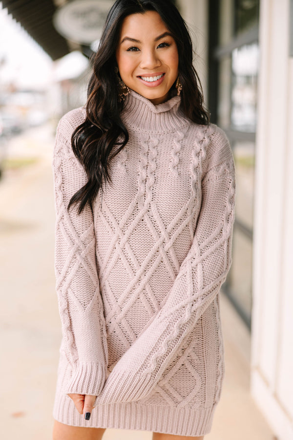 Get Creative Blush Pink Cable Knit Sweater Dress