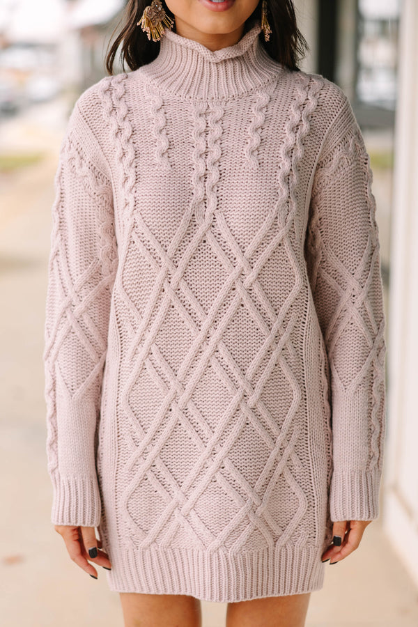 Get Creative Blush Pink Cable Knit Sweater Dress