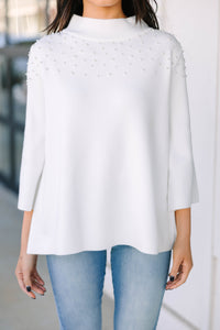 Doing It All Cream White Embellished Sweater