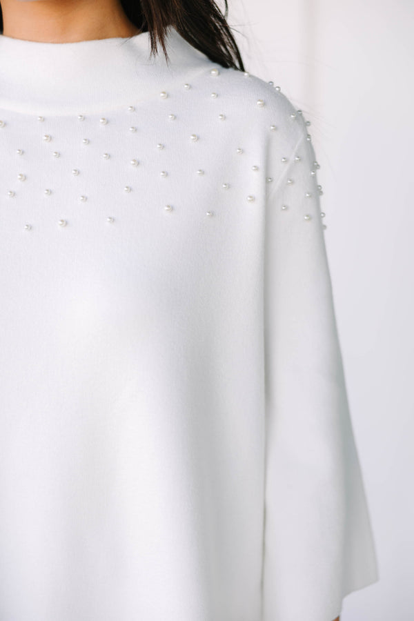 Doing It All Cream White Embellished Sweater