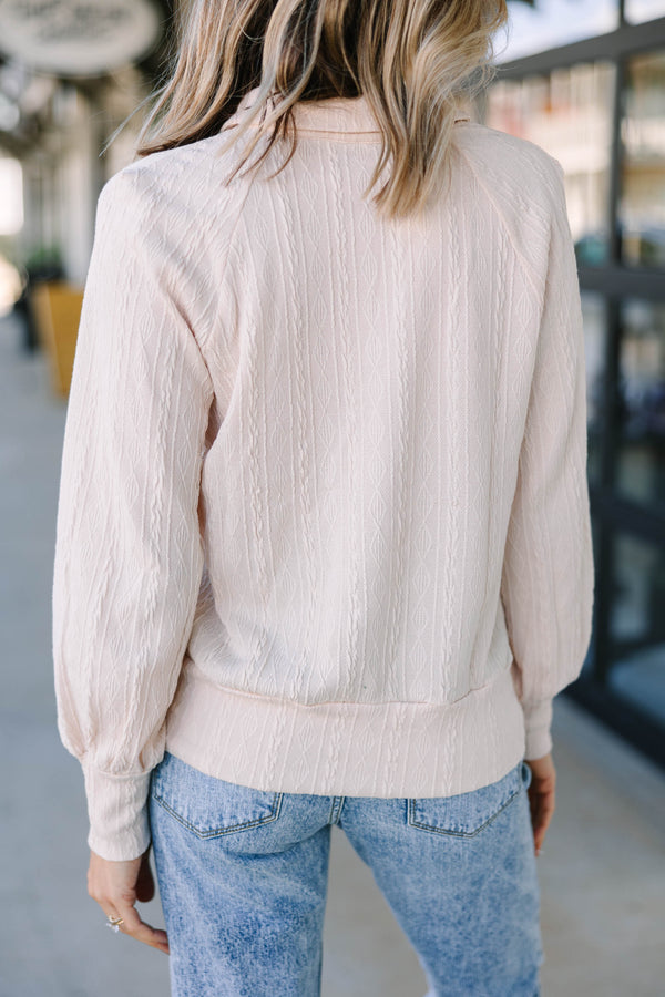 Keep You Happy Cream White Cable Knit Sweater