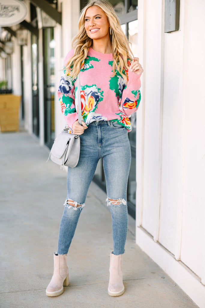 Perfectly Poised Pink Floral Sweater – Shop the Mint