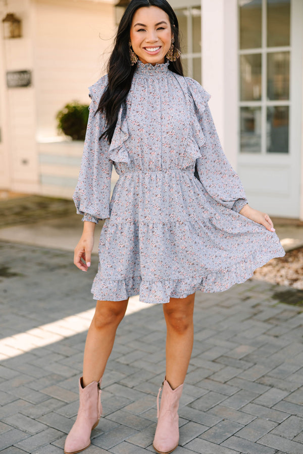 Can't Miss This Blue Ditsy Floral Dress
