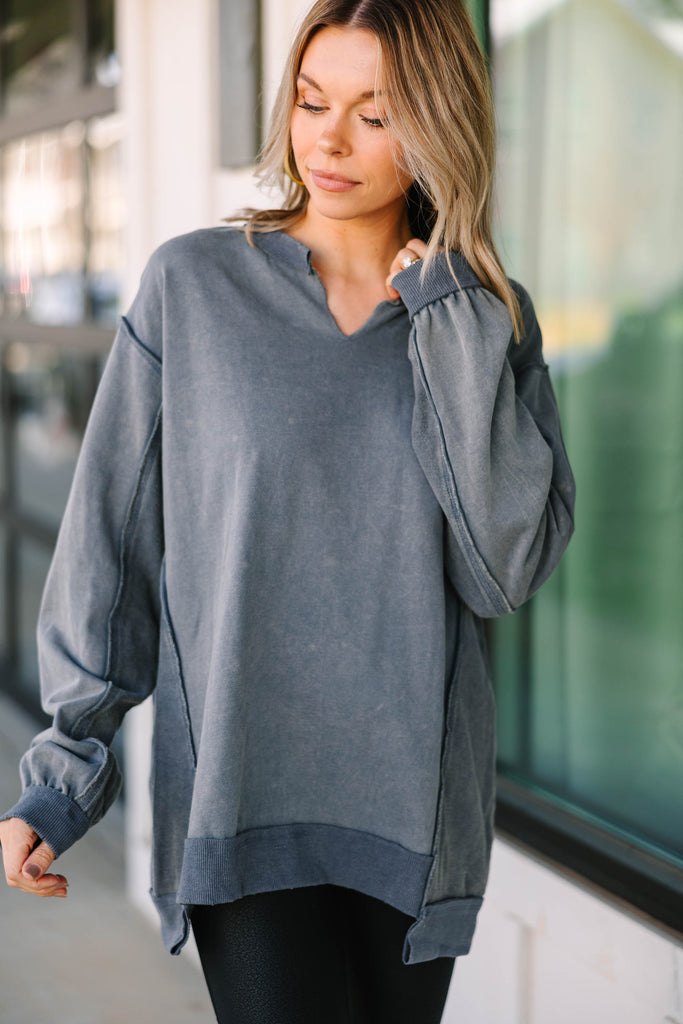 Easy Days Ahead Charcoal Gray Mineral Wash Top – Shop the Mint