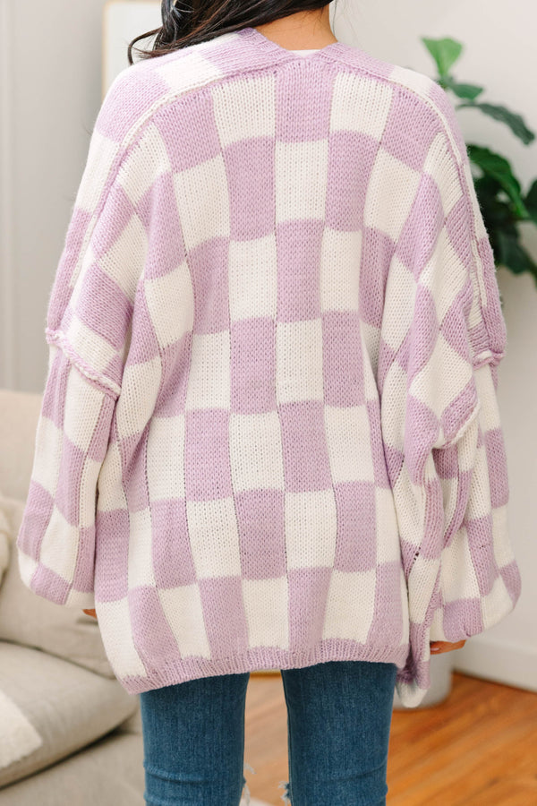 feminine checkered cardigan