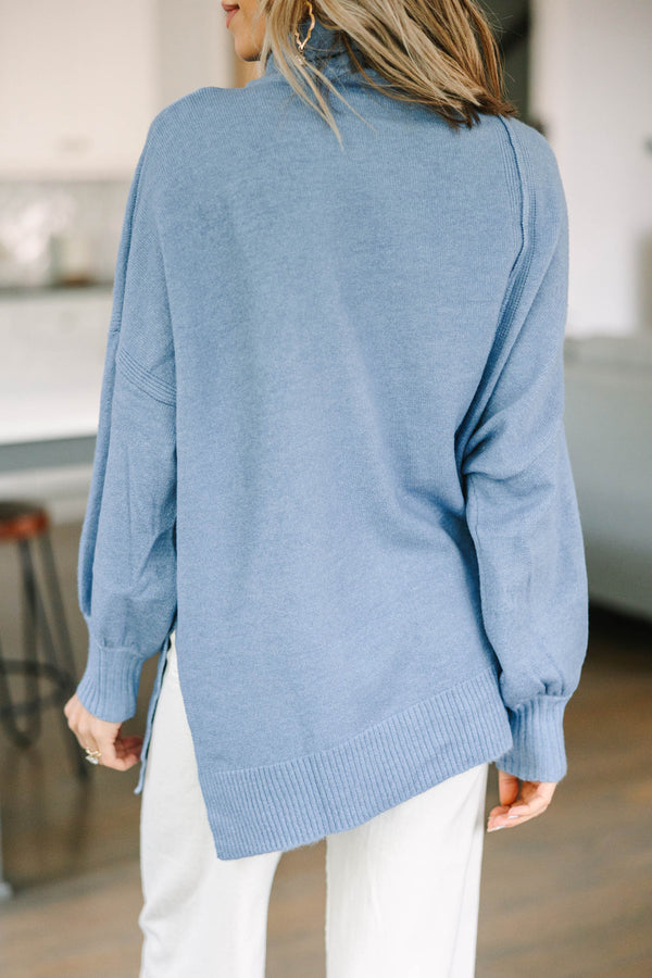 All Up To You Blue Turtleneck Tunic