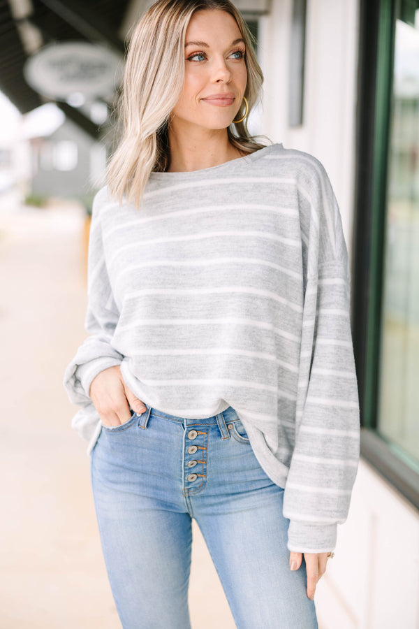 Find Yourself Gray Striped Top