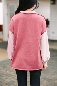 Really Feeling It Marsala Pink Colorblock Pullover