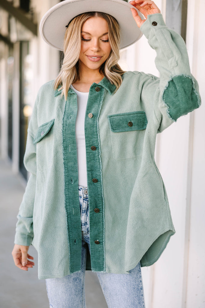Just You And Me Balsam Green Fleece Shacket – Shop the Mint