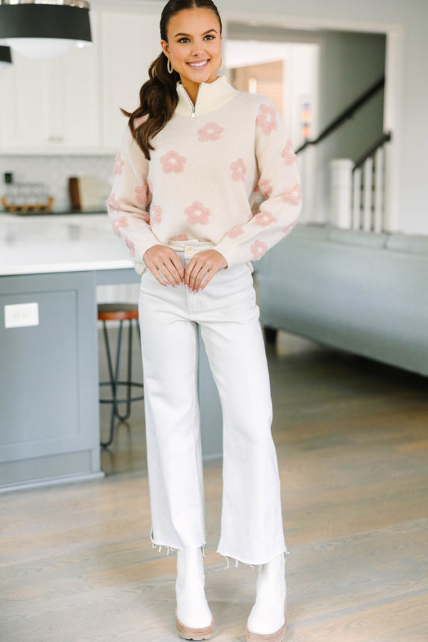 Just Be You Blush Pink Floral Sweater