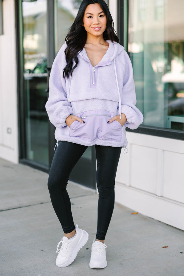 Heartbeat Petals Purple Sherpa Hoodie
