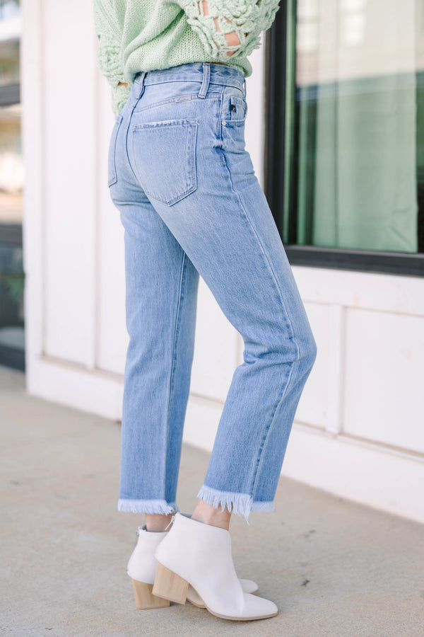 Levi's high waist straight jeans in light wash blue