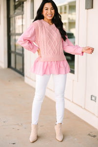 Call Me Later Pink Sweater Blouse Shop the Mint